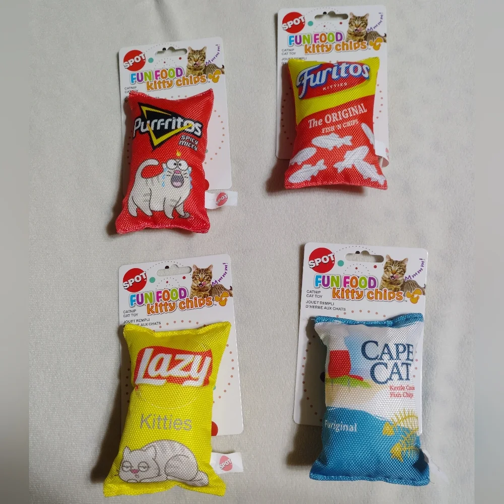Pet Fun Food Kitty Chips Plush Cat Toys